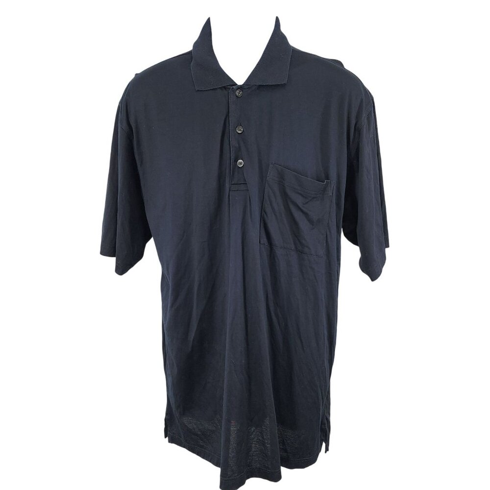 Men's Vira Club Black Polo 100% Italian Mercerized Cotton Medium Pocket Shirt